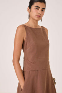 Senaka Brown Quilted Dress
