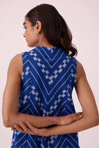 Nikol Blue Striped Ikat Dress
