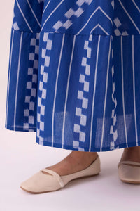 Nikol Blue Striped Ikat Dress