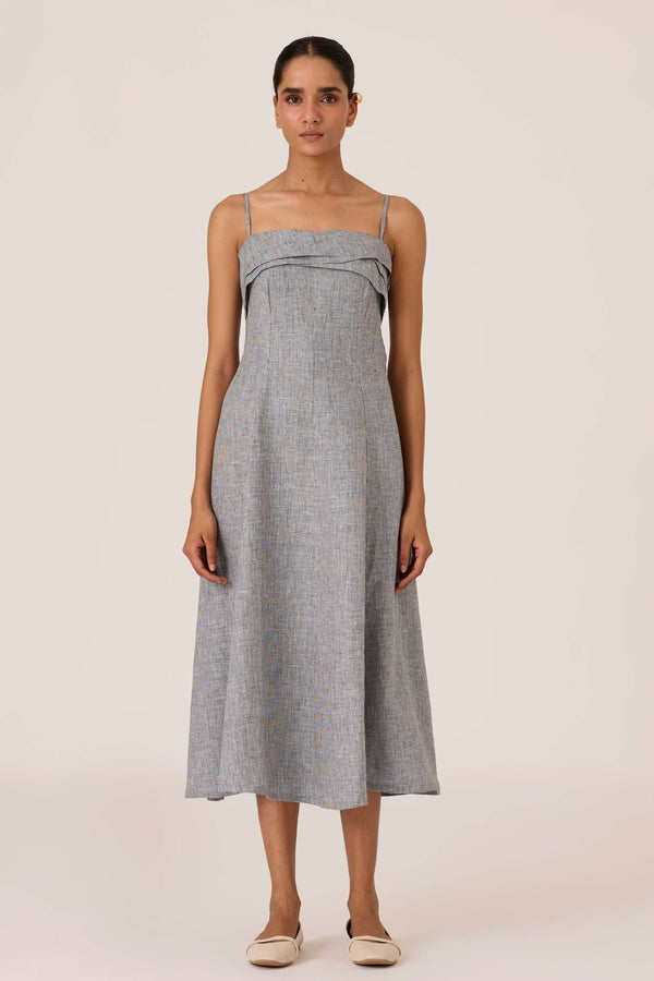 Azzah Houndstooth Linen Dress