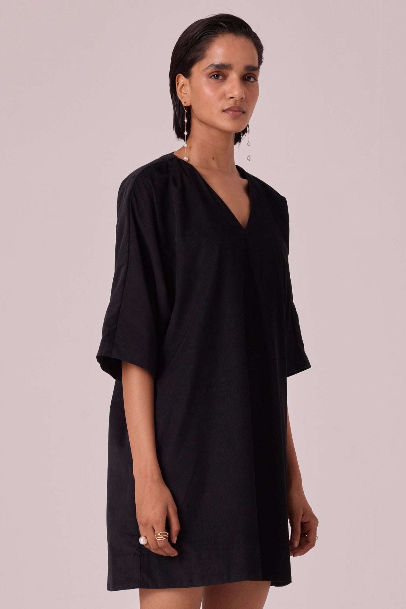 Stad Black Needlecord Shift Dress