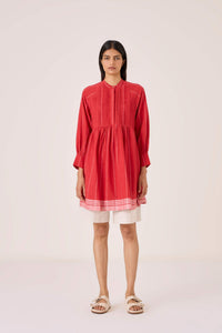 Amila Red Stripe Shirt Dress