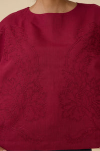 Affan Cherry Embroidered Top