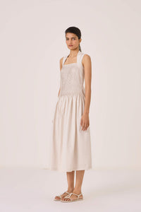 Ziva Ecru Cotton Dress