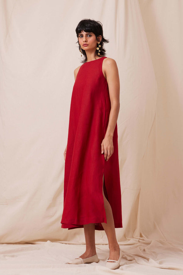 Pippa Scarlet Linen Dress