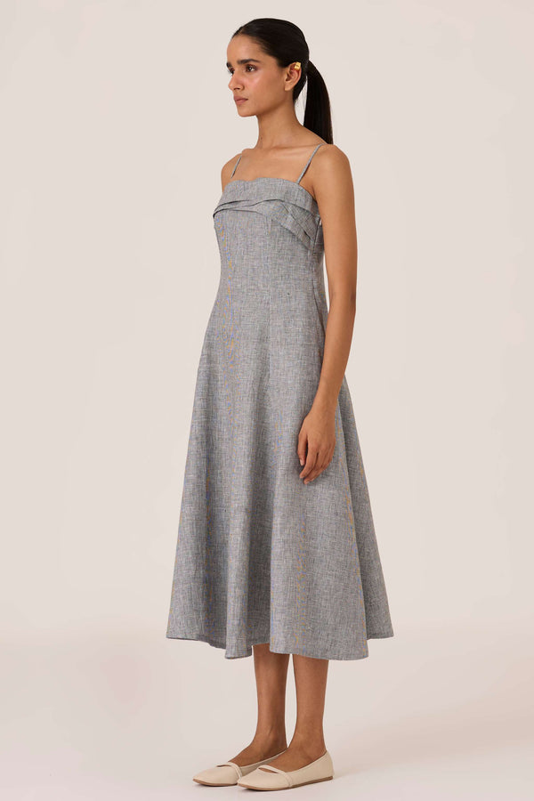 Azzah Houndstooth Linen Dress