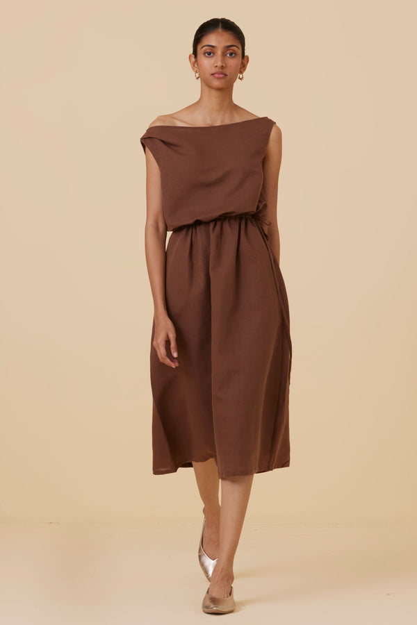 Salma Brown Midi Dress