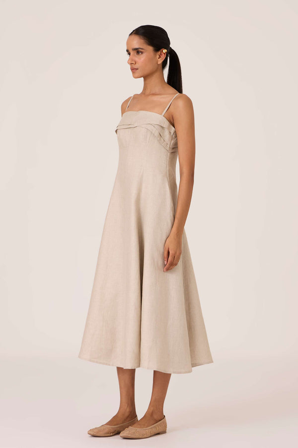 Azzah Beige Linen Dress