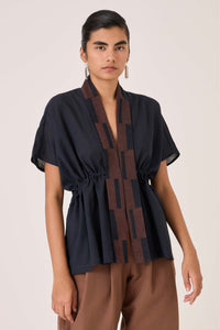 Sajith Black Handwoven Tie Top