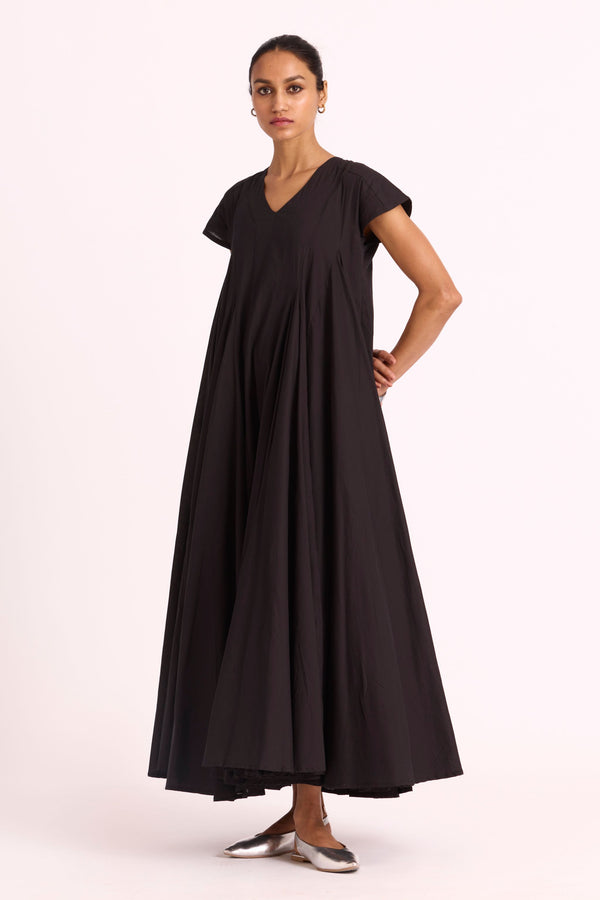 Hadil Black Cotton Maxi Dress