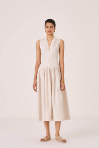 Aarini Ecru Cotton Dress