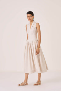 Aarini Ecru Cotton Dress