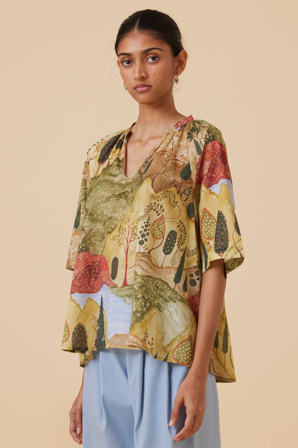 Bheer Ochre Print Top