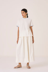 Saliya White Crinkle Cotton Skirt