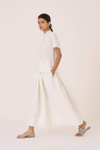 Saliya White Crinkle Cotton Skirt