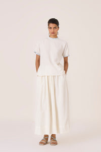 Saliya White Crinkle Cotton Skirt