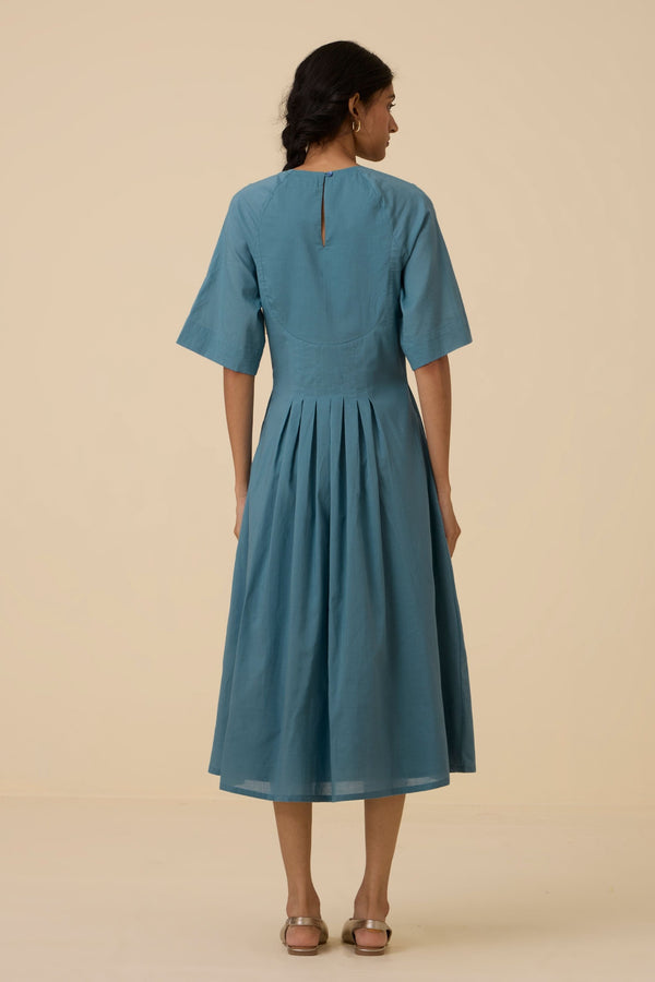 Tamina Blue Cotton Midi Dress