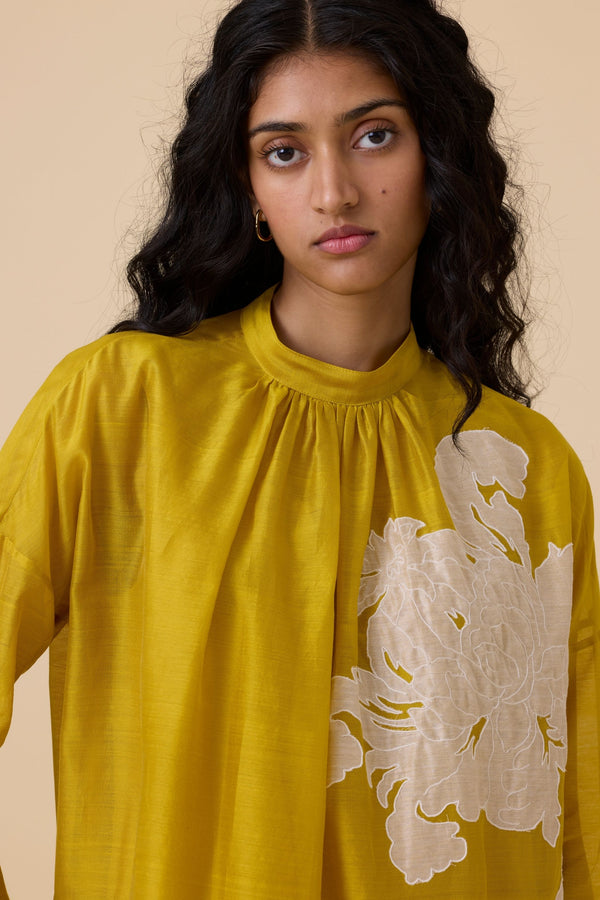 Aira Yellow Handwoven Embroidered Dress