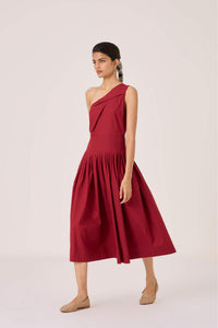 Vidura Red One Shoulder Dress