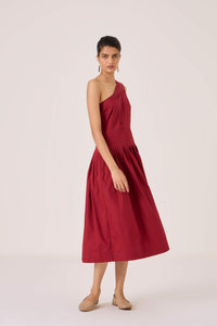Vidura Red One Shoulder Dress