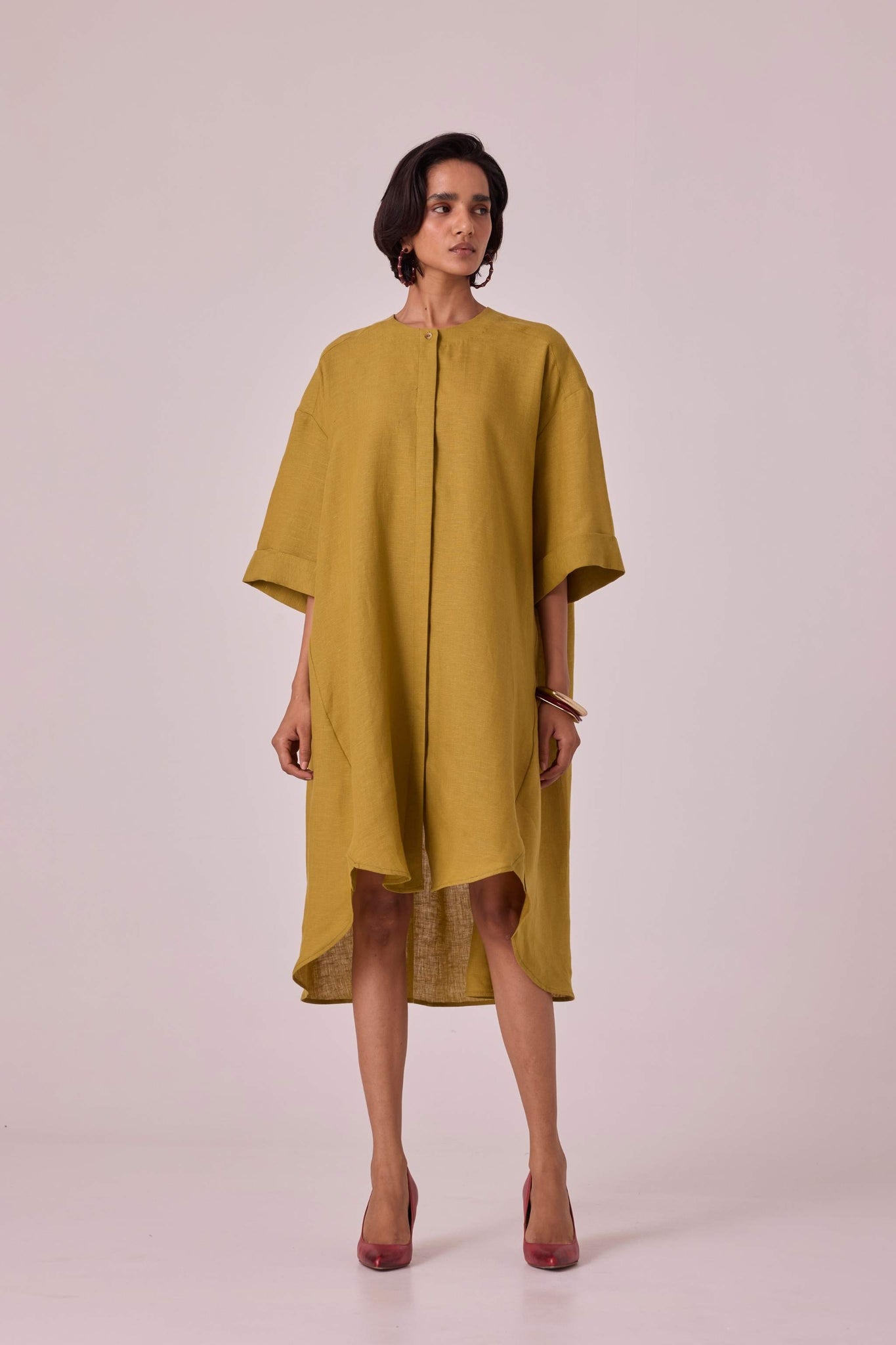 Amara Olive Linen Tunic