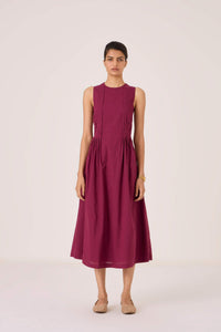 Indika Burgundy Pleated Dress