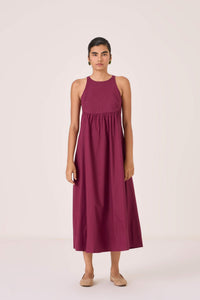 Shehan Burgundy Quilted Dress