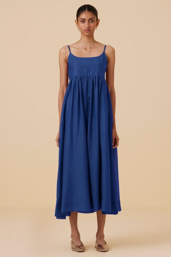 Hamza Royal Blue Sleeveless Midi Dress