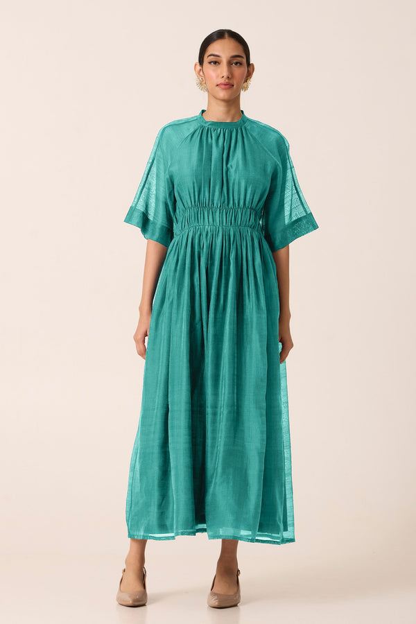 Arha Cyan Ruched  Dress