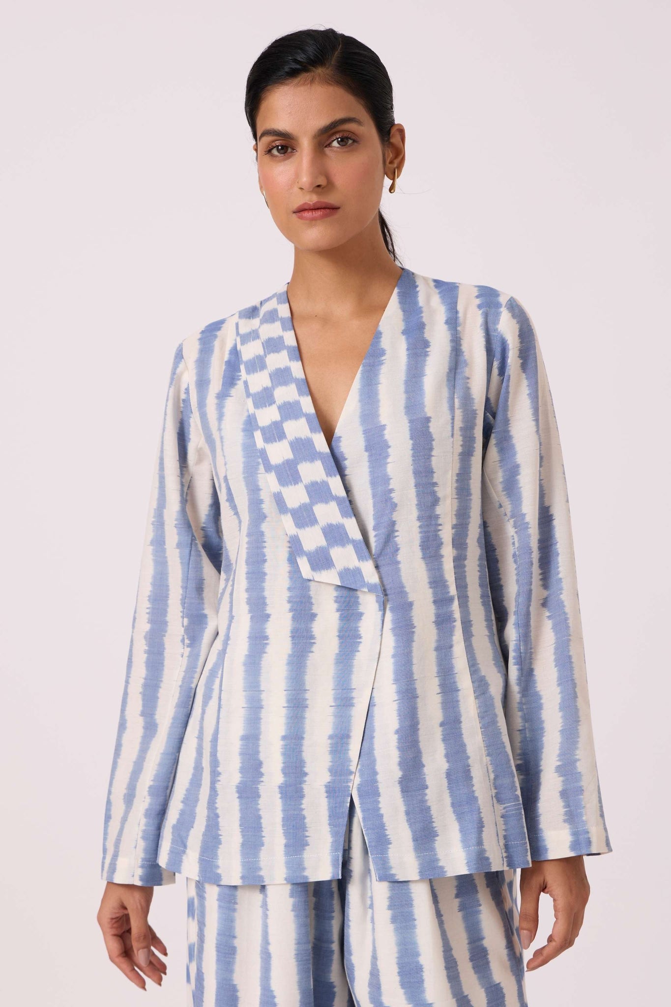 Dimtri Blue Striped Ikat Jacket