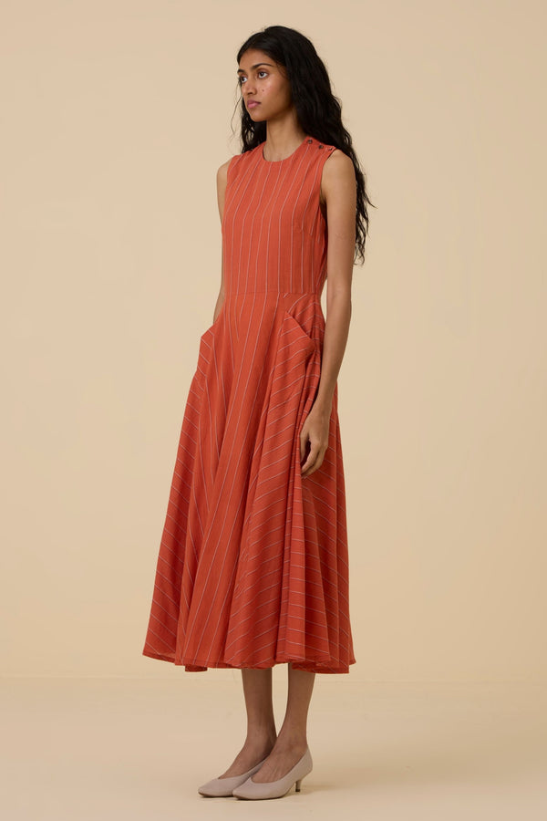 Valentino Orange Cotton Midi Dress