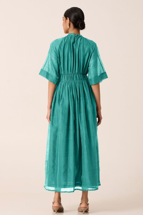 Arha Cyan Ruched  Dress