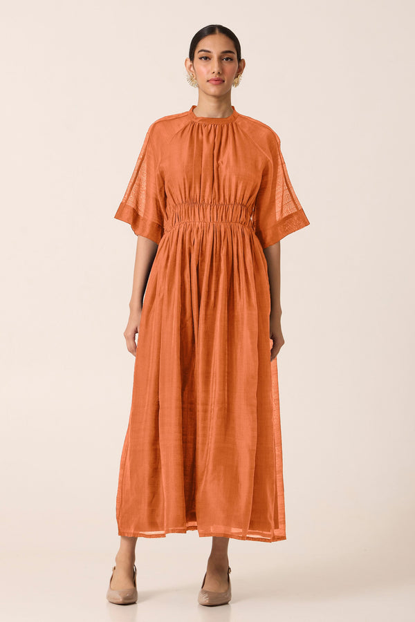 Arha Apricot Ruched Dress