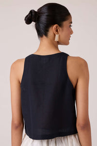Evora Black Embroidered Top