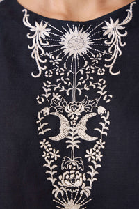 Evora Black Embroidered Top