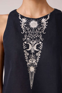 Evora Black Embroidered Top