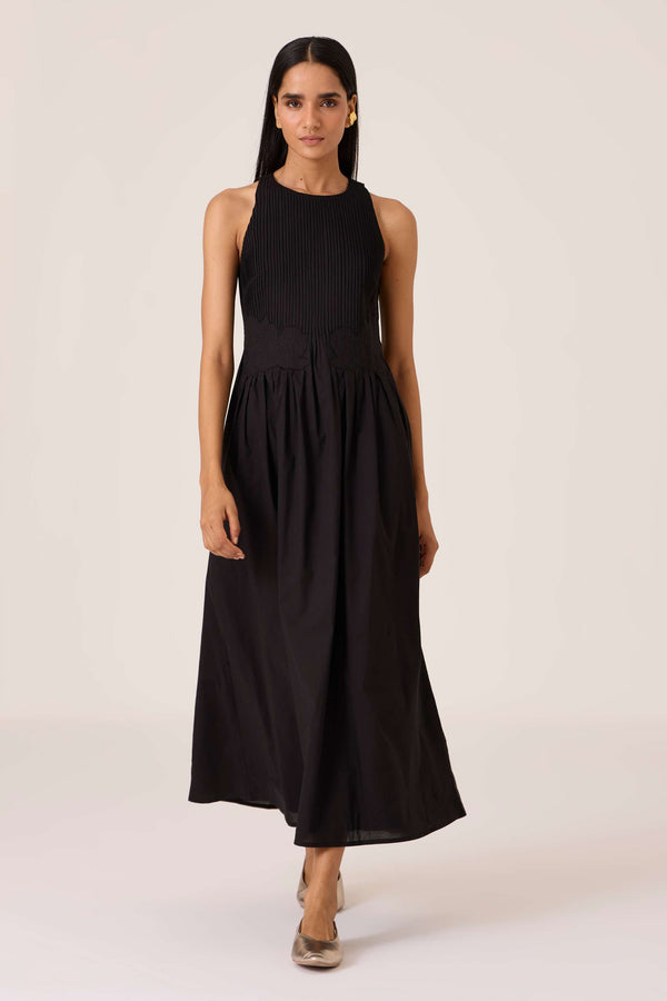 Amani Black Embroidered Dress