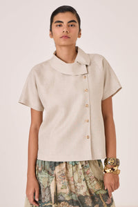Aavish Beige Linen Top