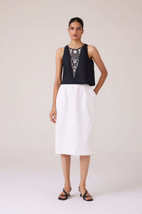 Evora Black Embroidered Top