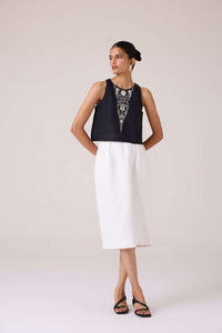 Evora Black Embroidered Top