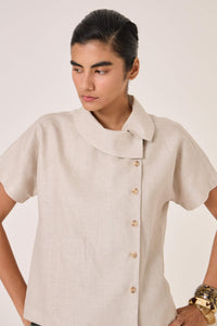 Aavish Beige Linen Top