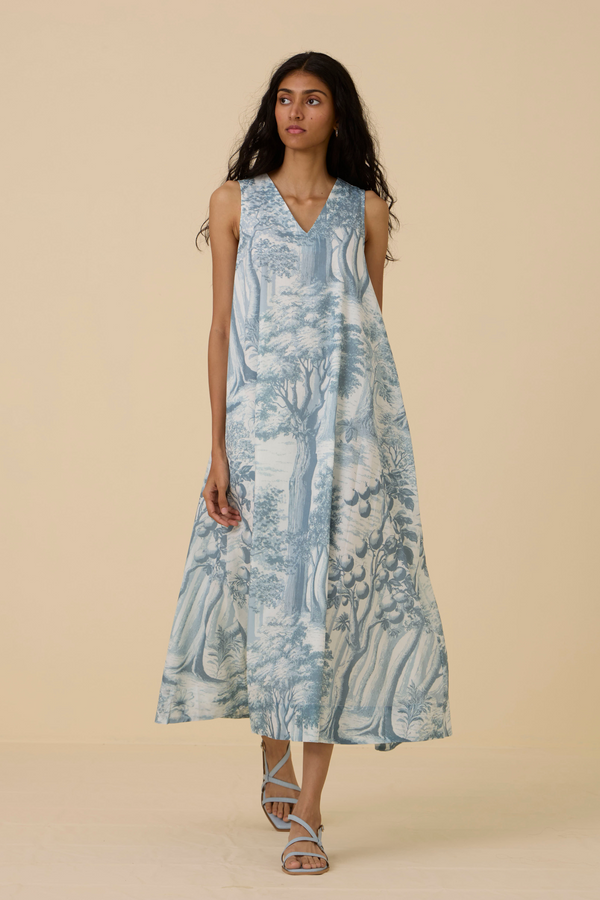 Riaz Blue Print Maxi Dress