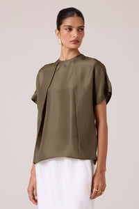 Pam Olive Silk Top