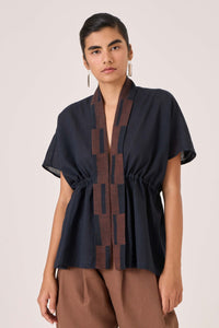 Sajith Black Handwoven Tie Top