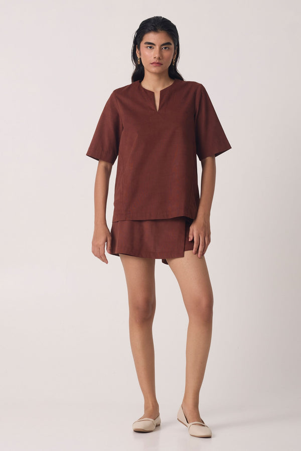 Polina Brown Corduroy Skort Set