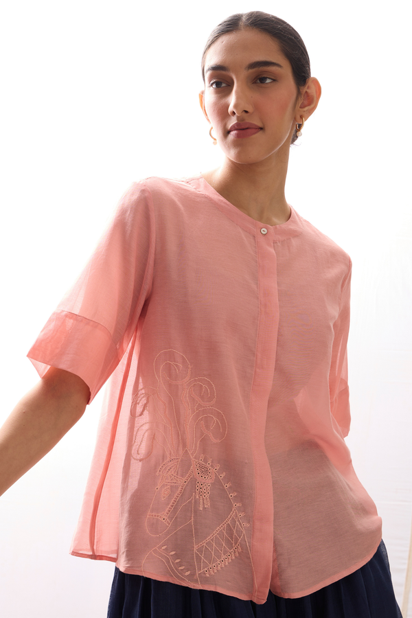 Naidu Pink Chikankari Top