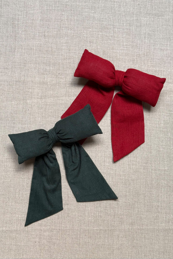 Red Linen Bow