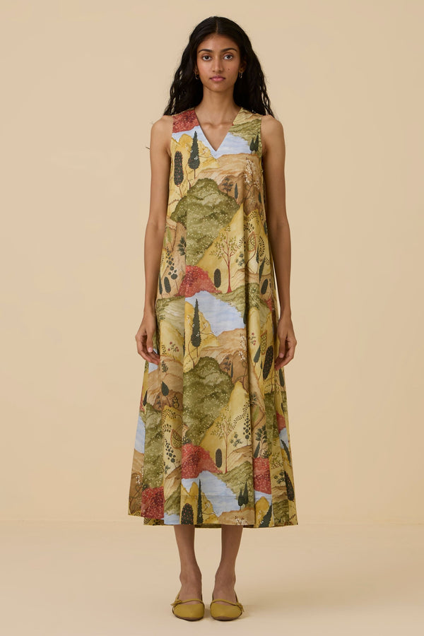 Riaz Ochre Print Maxi Dress