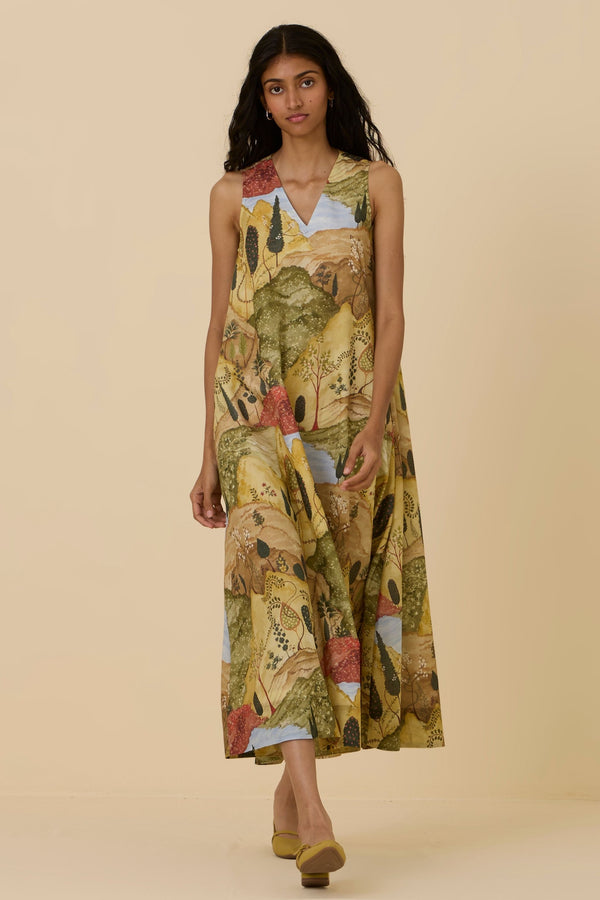 Riaz Ochre Print Maxi Dress