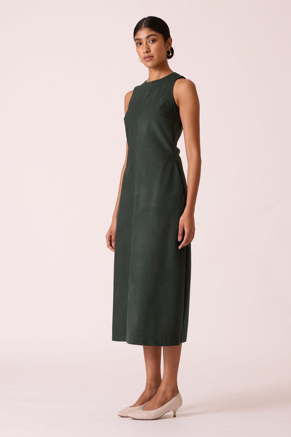 Sofia Green Corduroy Midi Dress